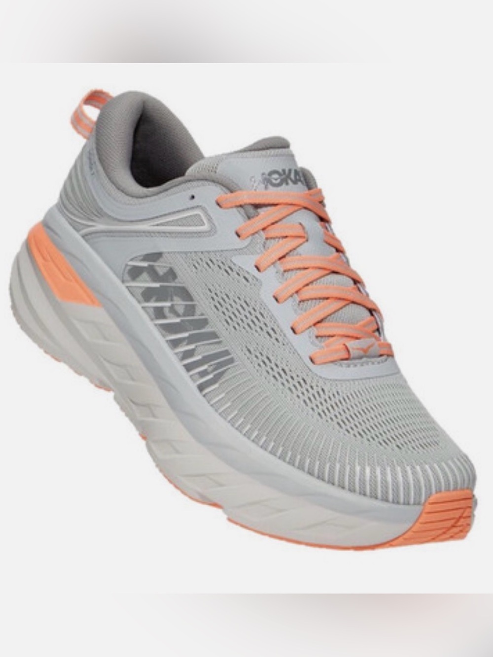 Hoka One One Bondi 7 Running Gray Harbor Mist  Comfort Sneakers Size 5.5